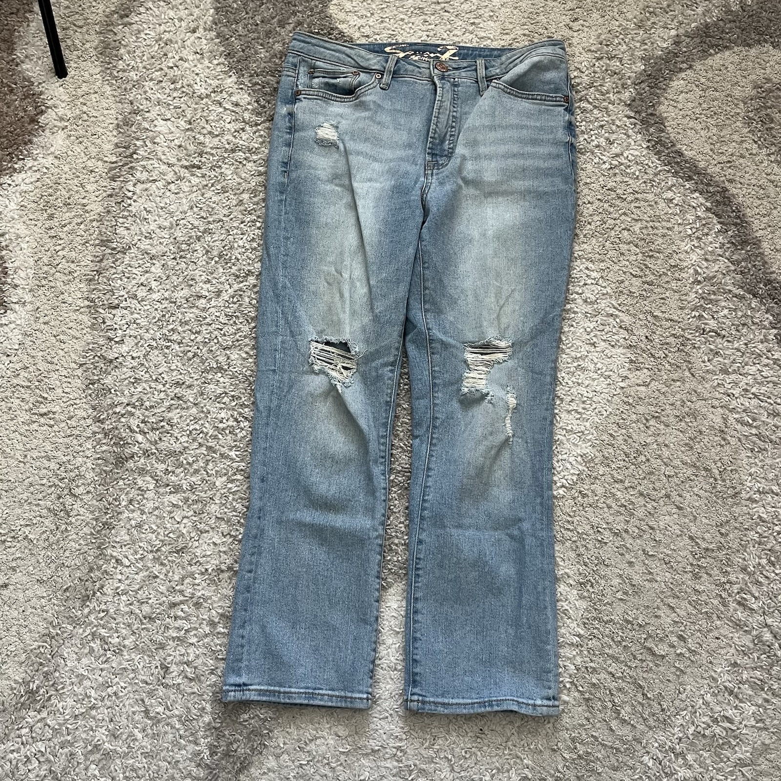 Seven7 Jeans Womens 8 Fashion Jean Straight Distressed Denim Stretch Everyday
